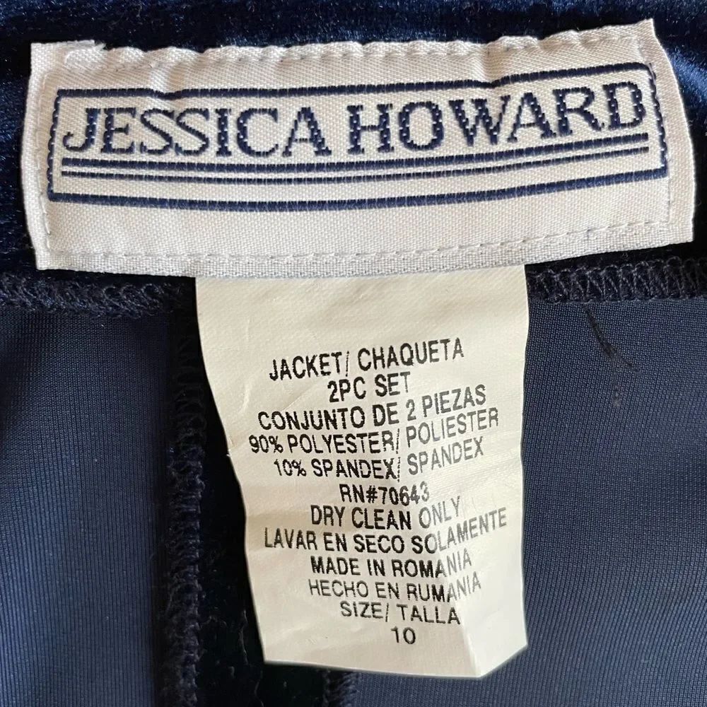 Vintage Jessica Howard 2 Piece Matching Blue Velour Top & Maxi Dress Size 10 EUC - Picture 10 of 10